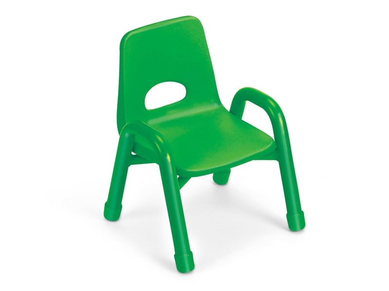 Kids Stacking Chair Bright Green Plastic Stacking Frame Metal Legs