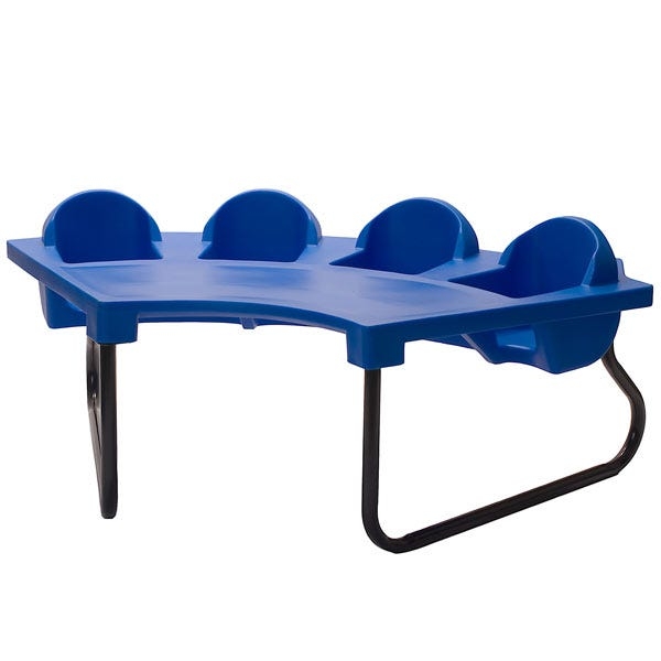 Kids Table 8-Seat Circular Cutouts Blue Metal Legs Daycare