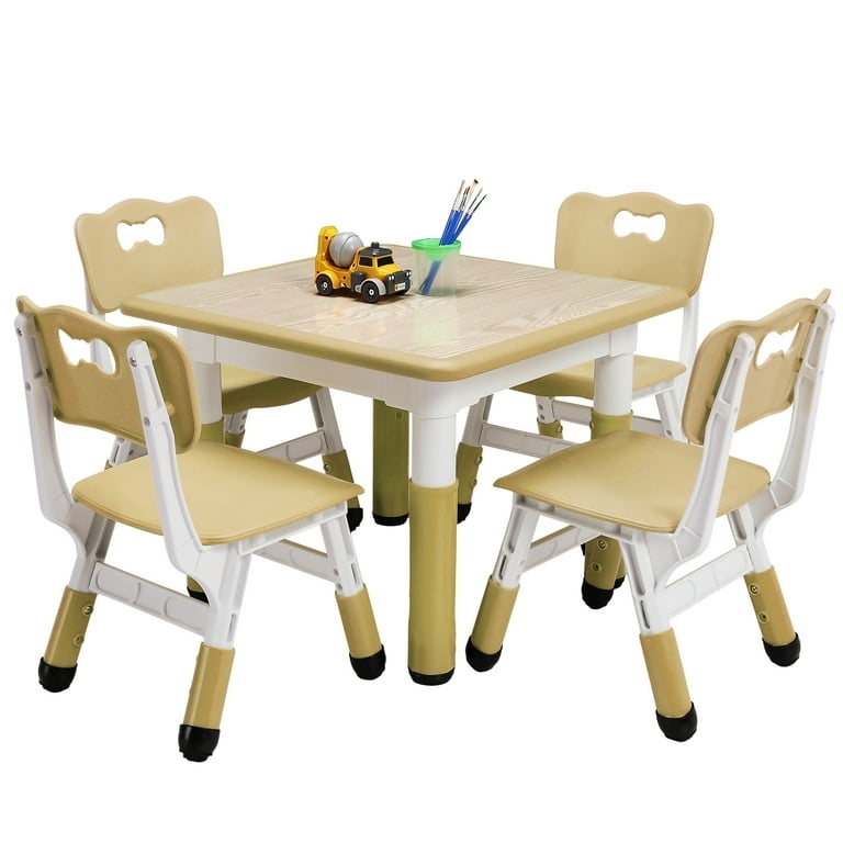 Kids Table And Chair Set Adjustable Height Easy To Clean Plastic Art Table