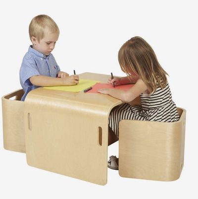 Kids Table and Chair Set Bentwood Multipurpose Blonde Wood