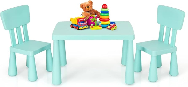 Kids Table and Chair Set Mint Green Chunky Silhouette Rounded Corners