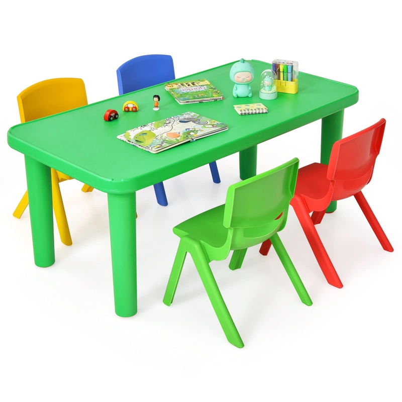 Kids Table And Chair Set Muted Earth Tones Molded Plastic Activity Center