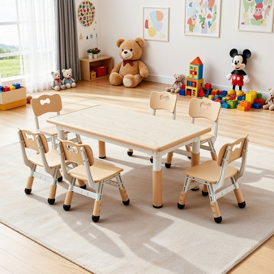 Kids Table and Chair Set Six-Chair Set Height Adjustable