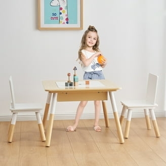 Kids Table & Chair Set Molded Modular Convertible 3-in-1 Design