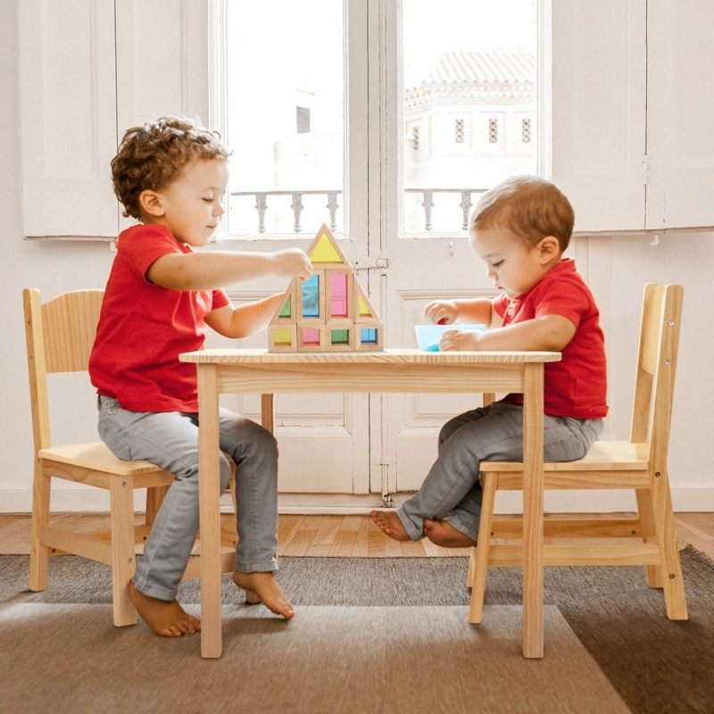 Kids Table & Chair Set Scandinavian Tapered Legs Rounded Corners