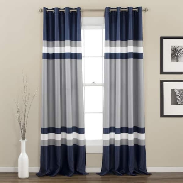 Kitchen Curtains Tiered Panels Valance Included Navy Striped