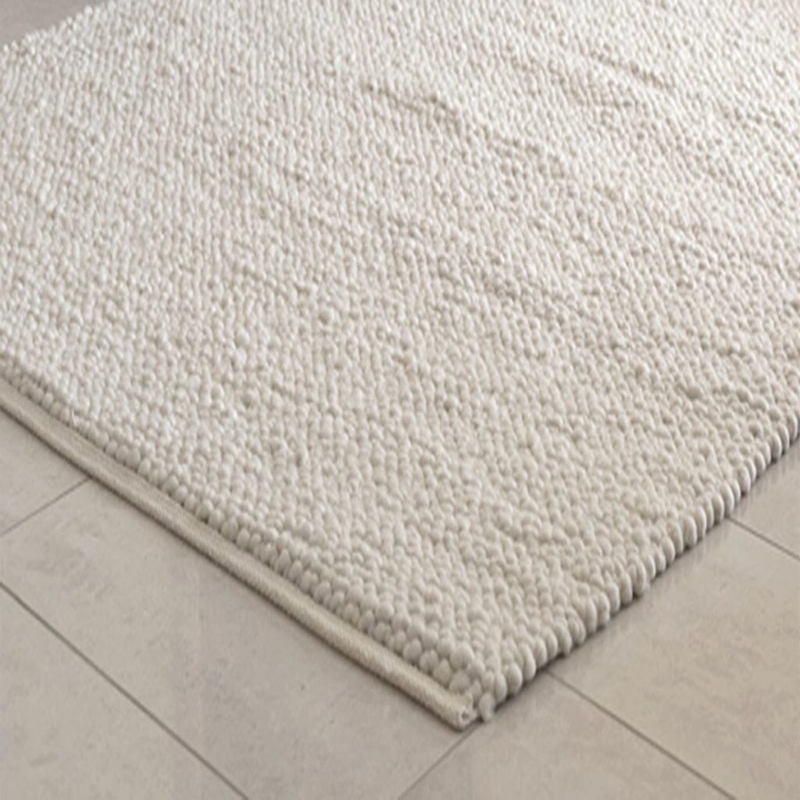 Knotted Area Rug Wool Flat Weave Cream Minimalist Texture