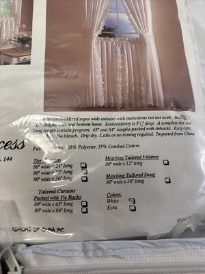 Lace Curtain White Scalloped Edge Floral Lace Pattern Cottage Style