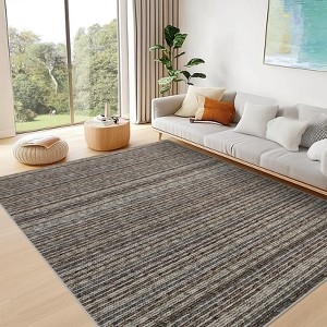 Large Area Rug Neutral Striped Pattern Contemporary Decor