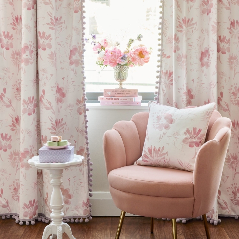 Large-Scale Botanical Print Curtains Cotton Garden Inspired