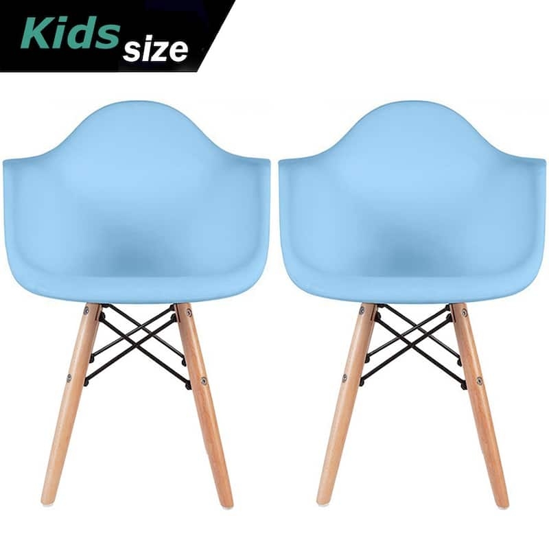 Light Blue Kids Armchairs with Integrated Arms and Eiffel Base
