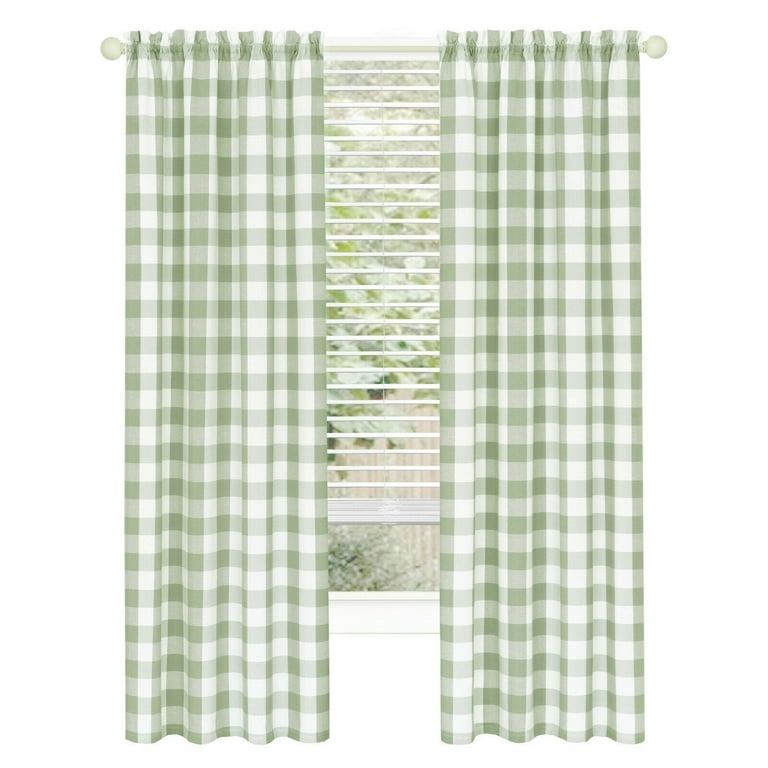 Light Filtering Curtains Green Buffalo Check Rod Pocket Farmhouse