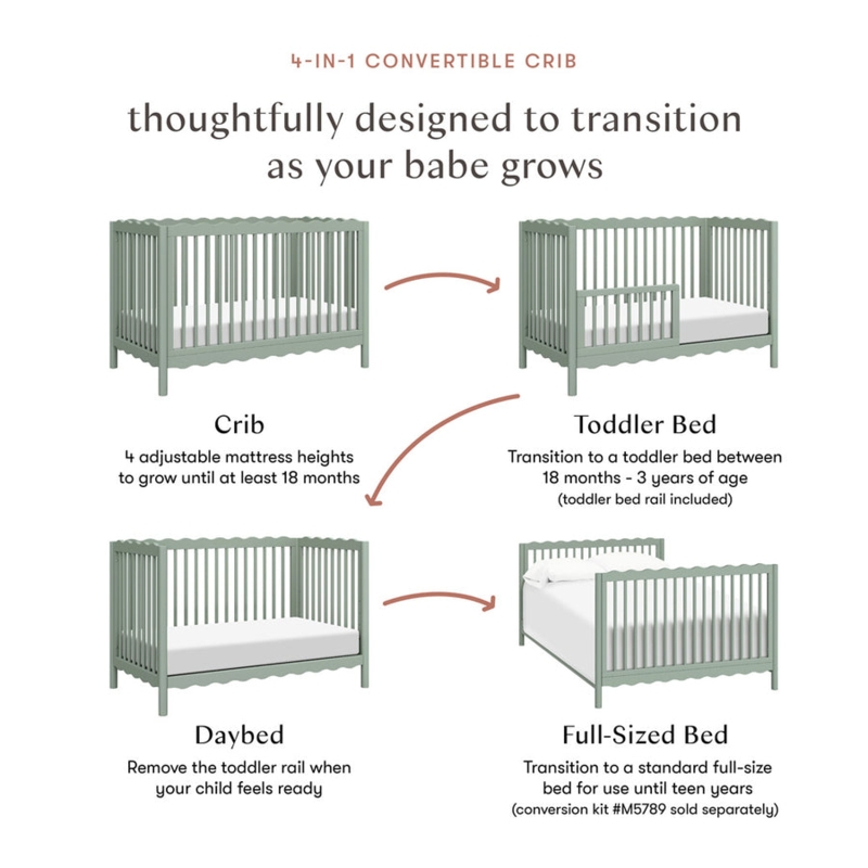 Light Sage Green Crib with Curved Ends & Spindles