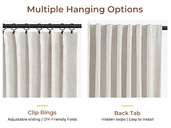 Linen Textured Curtains Extra Wide Grommet Top Beige