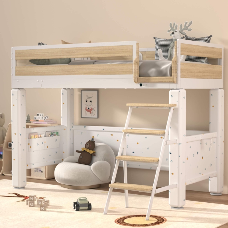 Loft Bed Adjustable Height Motorized Frame with Desk