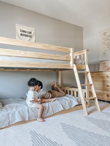 Loft Bed White with Integrated Desk and Built-in Shelving Units
