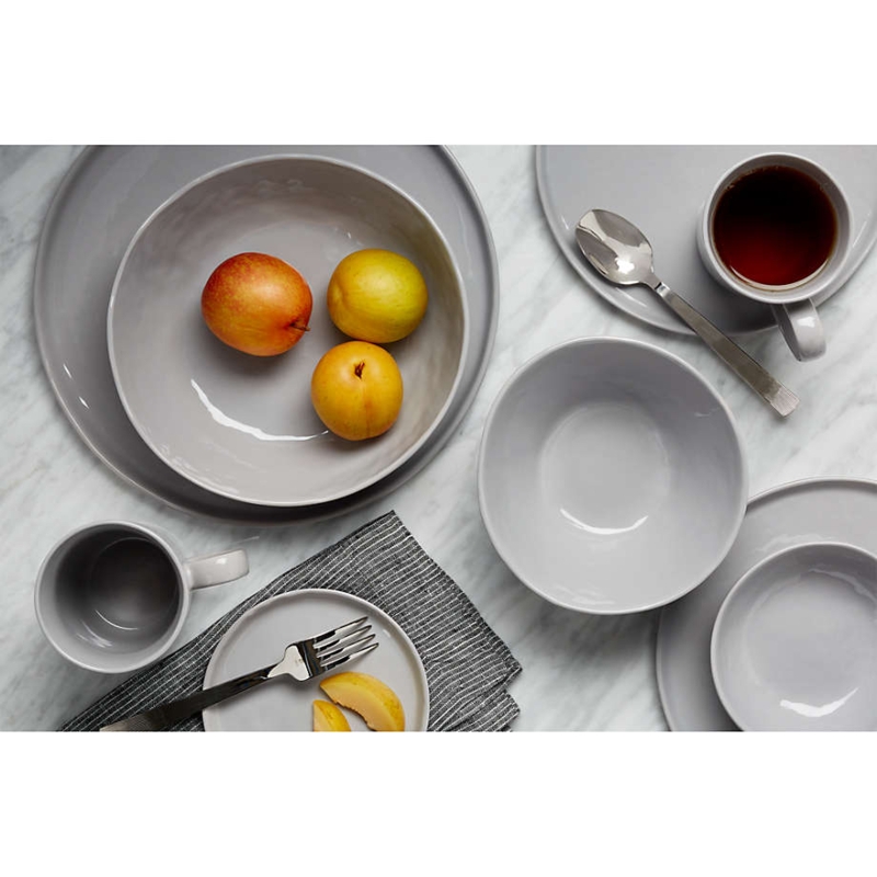 Low Bowl Porcelain Like Matte Finish Textured Rim Wide Basin