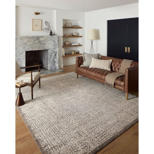 Low Pile Area Rug, Distressed Pattern with Abstract Design