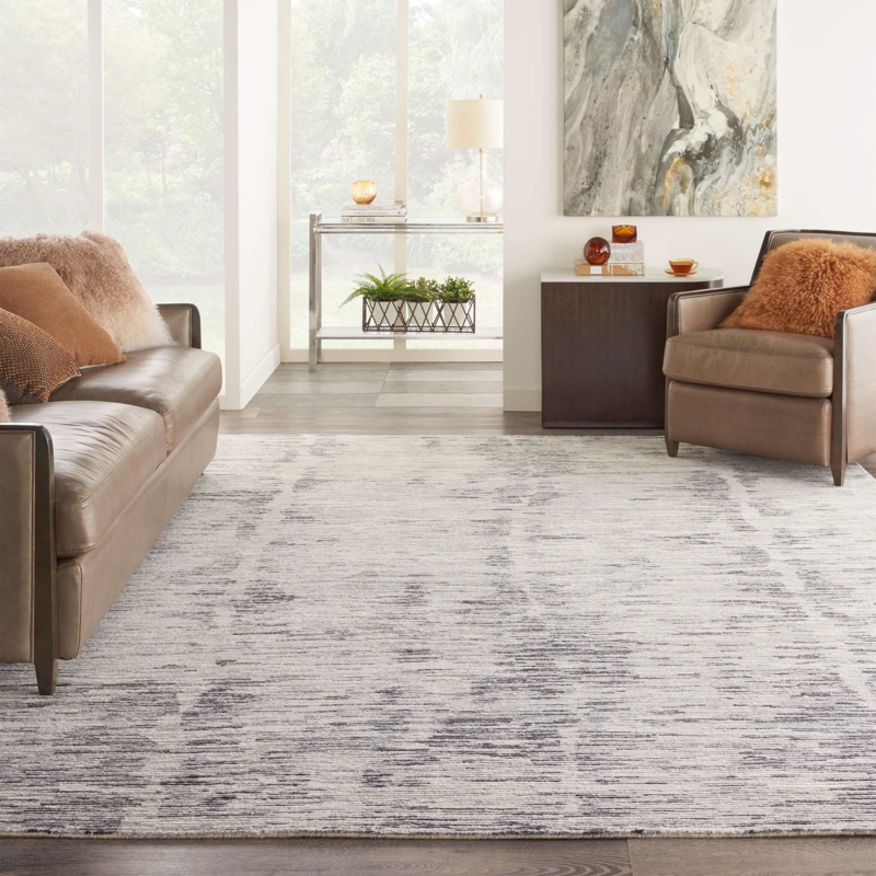 Low-Pile Area Rug, Painterly Pattern with Fluid Organic Shapes