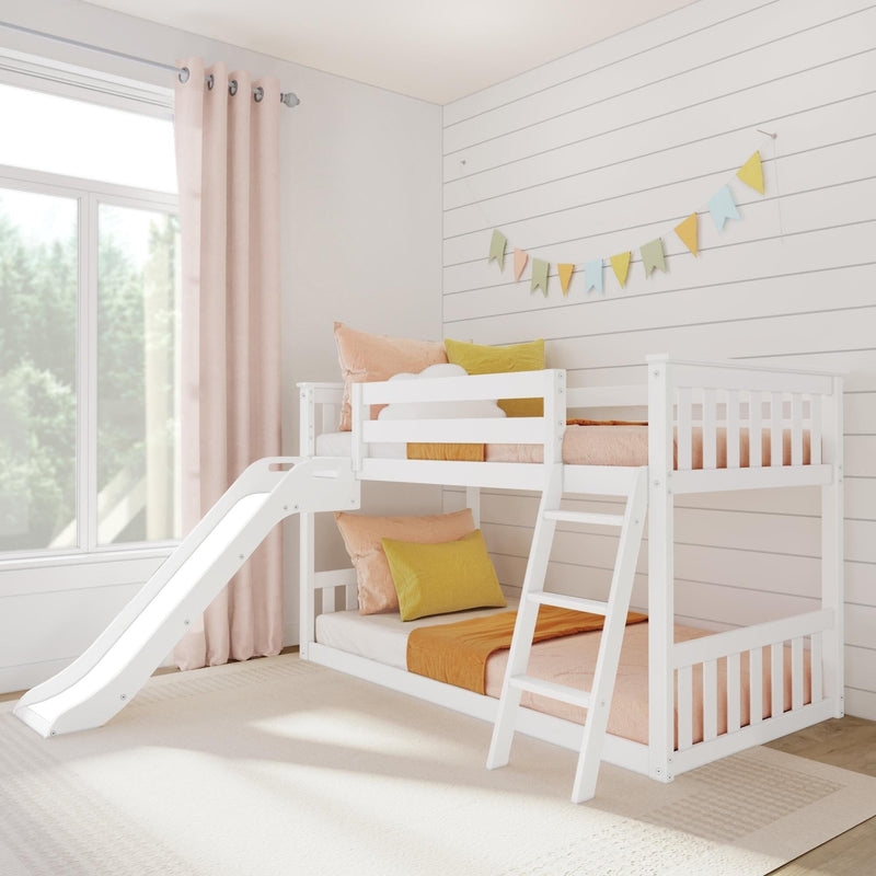 Low Profile Bunk Bed with Slide & Slanted Ladder Access