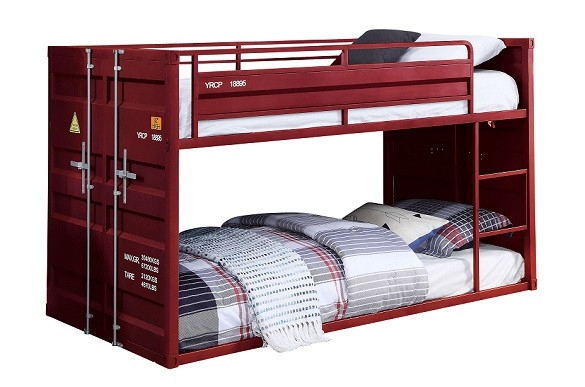 Low Profile Shipping Container Bunk Bed With Stenciled Numbers