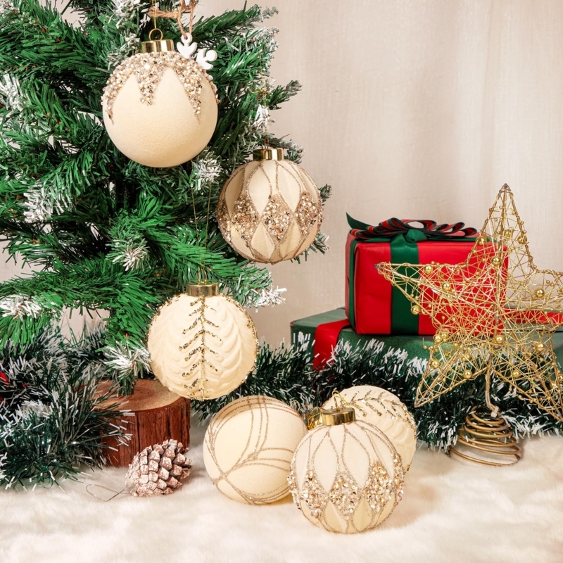 Luxury Velvet Christmas Ornaments Pearl Quilted