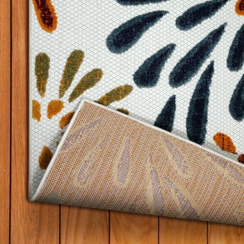Matching Area Rug and Runner Set, Neutral Floral Geometric Motif