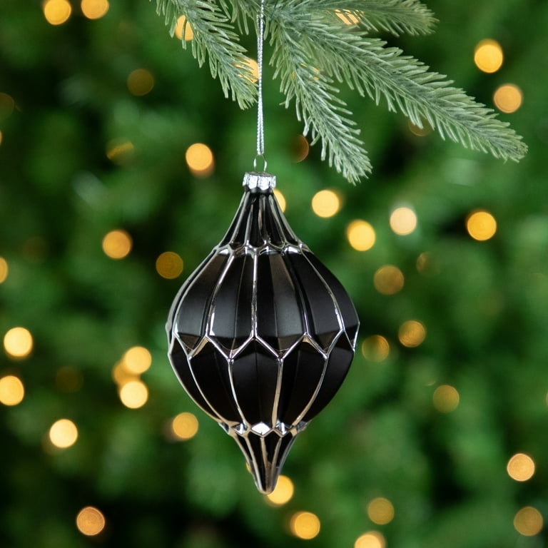 Matte Black Silver Finial Christmas Ornaments Elegant Set (63 chars)