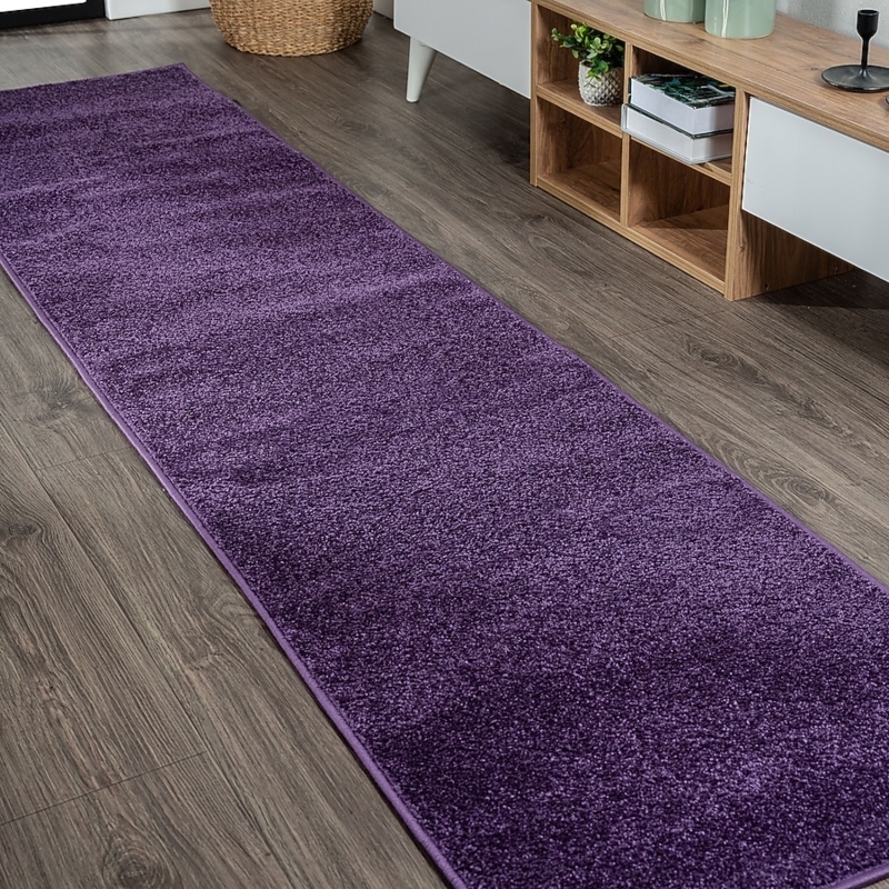 Mauve Runner Rug for Hallway, Soft Low-Pile Modern Farmhouse Style