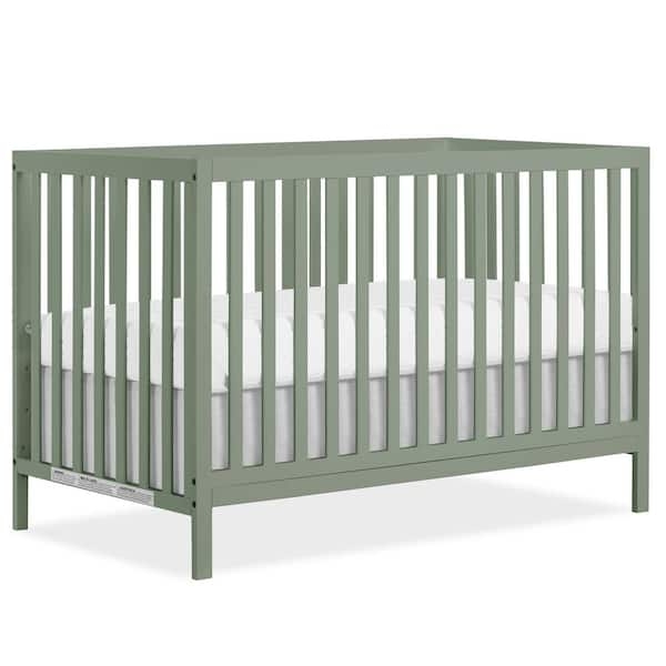 Meadow Green Crib, Tapered Wood Legs, Minimalist Scandinavian Style