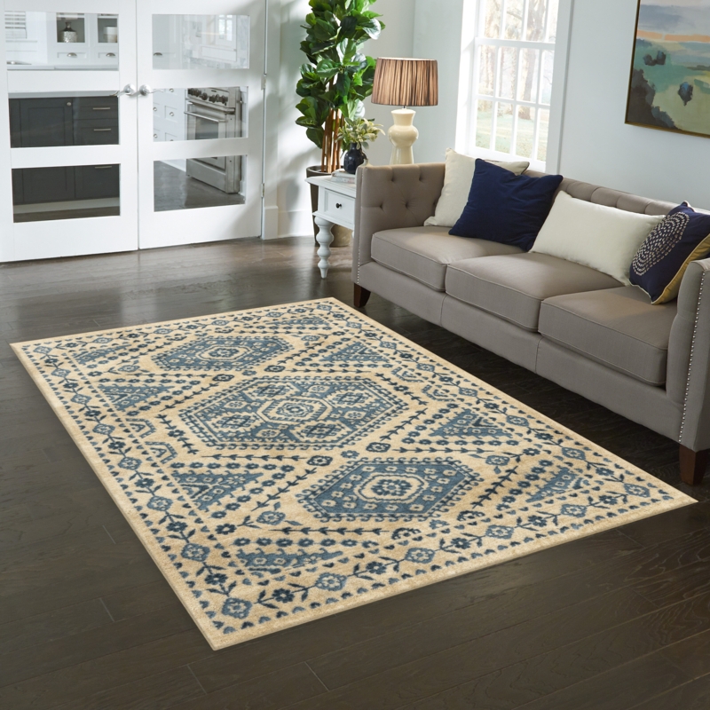 Medallion Area Rug Navy Blue Traditional Oriental Transitional Decor