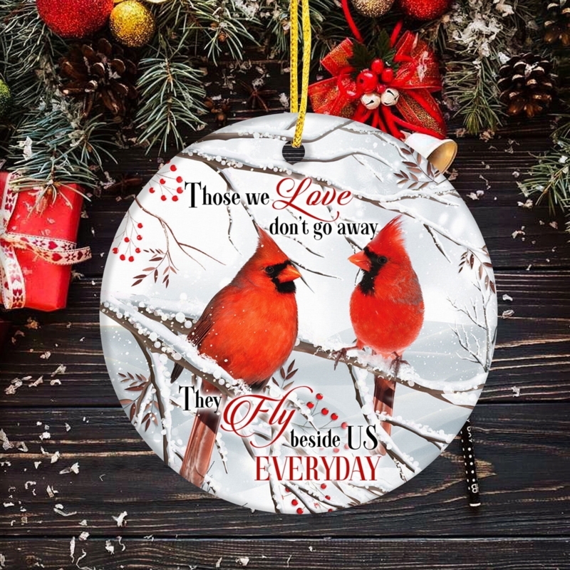 Memorial Christmas Tree Ornament, Ceramic Disc with Sentimental Quote