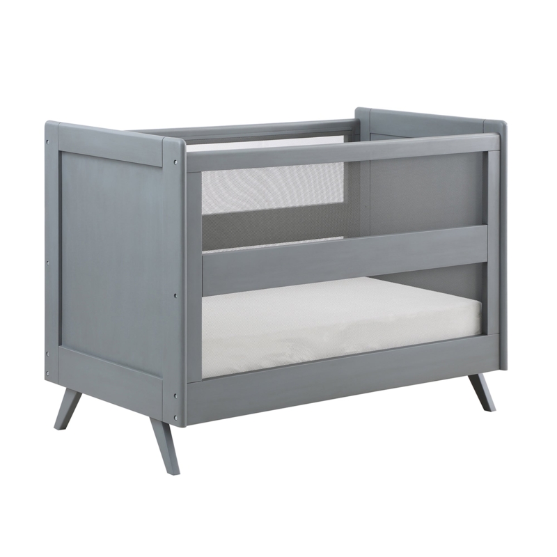 Mesh Crib, Breathable Sides, Wood Frame, Minimalist Style