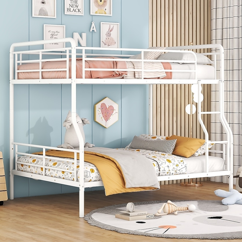 Metal Triple Tier Bunk Bed with Integrated Ladders