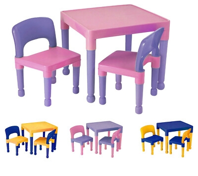 Mid-Century Kids Table And Chair Set Eiffel Base White Wood Legs