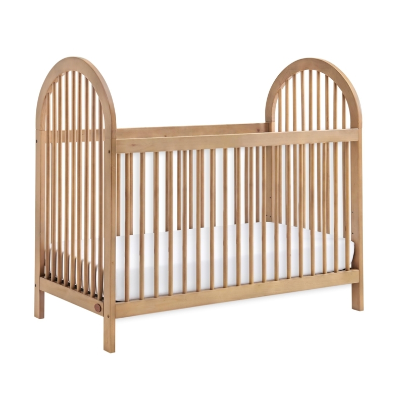 Mid-Century Modern Nursery Crib in Honey Wood Finish