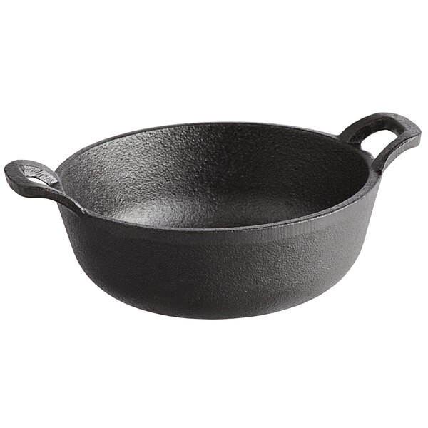 Mini Cast Iron Serving Bowl, Matte Black, Pre-Seasoned Pitted Texture