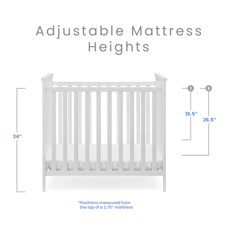 Mini Crib White Slatted Design, Compact Size for Small Nurseries
