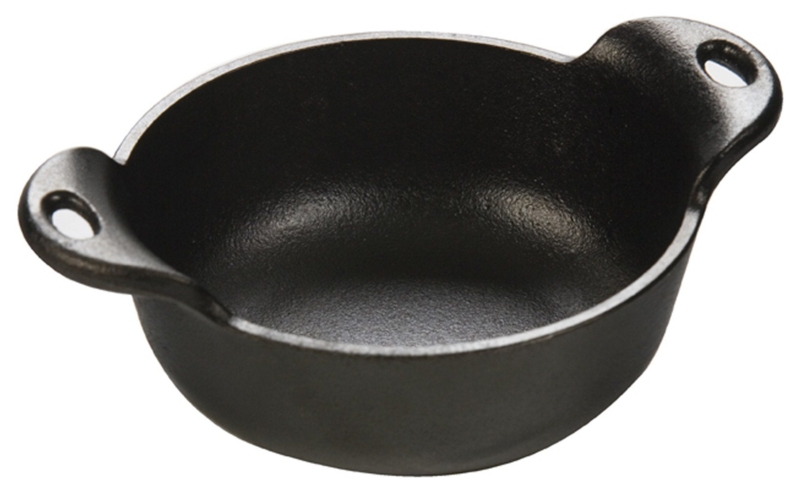 Mini Serving Bowl, Dual Handles, Matte Black Pebbled Texture, Industrial