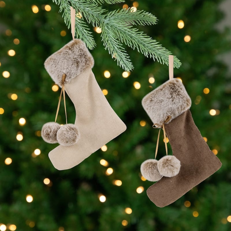 Mini Stockings Animal Designs Plush Texture Rustic Woodland Decor