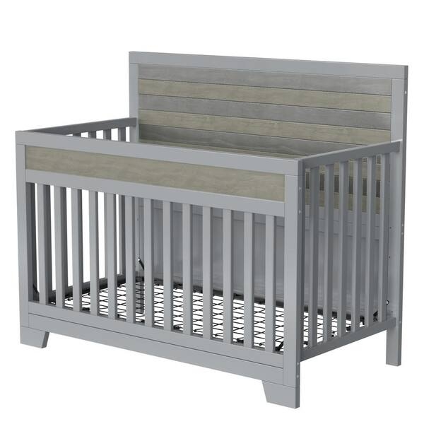 Minimalist Baby Crib, Matte Finish, Rectangular Block Feet