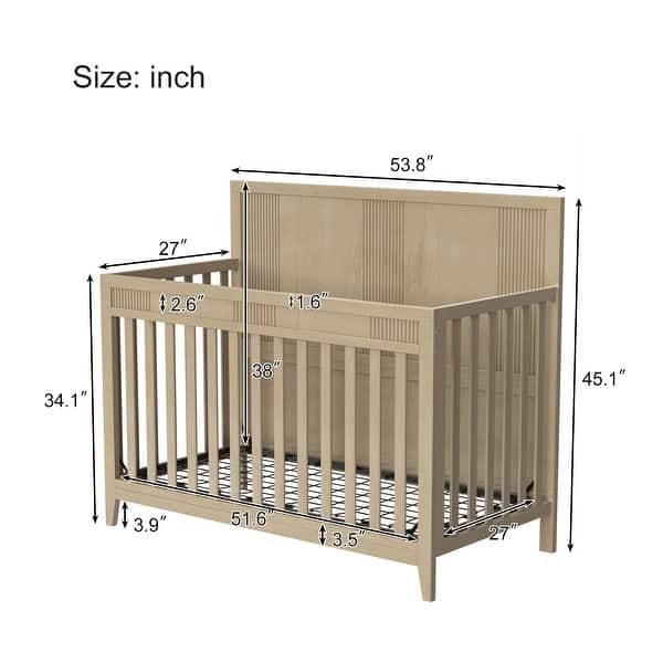 Minimalist Baby Crib with Scandi Legs in Natural Wood Tone