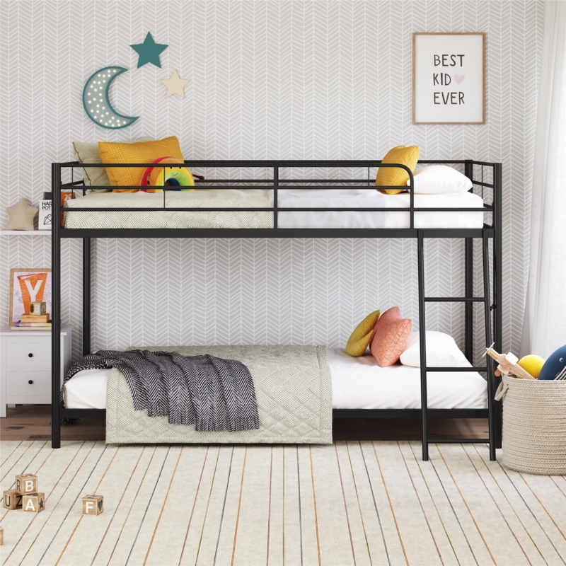 Minimalist Black Metal Bunk Bed with Low Profile Design