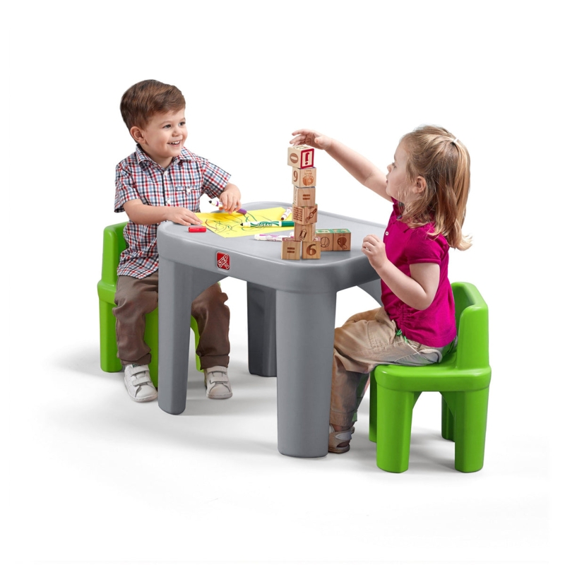 Minimalist Kids' Table Set Molded Plastic Rounded Edges