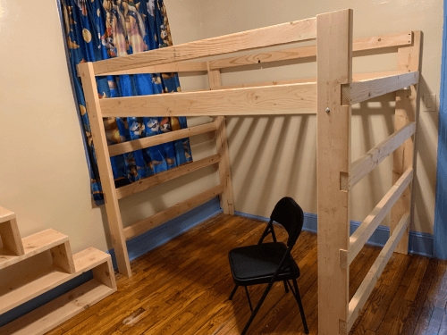 Minimalist Light Wood Adult Loft Bed with High Clearance