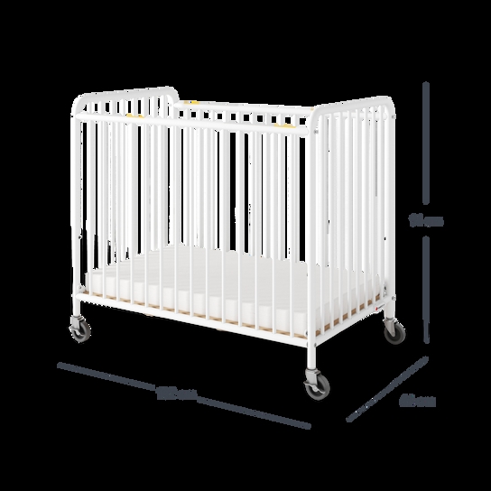 Minimalist Metal Mobile Nursery Crib with Heavy-Duty Black Casters