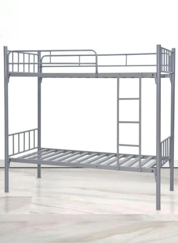 Minimalist Metallic Bunk Bed Twin over Twin Integrated Side Ladder