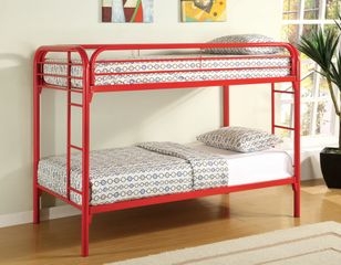 Minimalist Tubular Metal Bunk Bed Twin Over Twin Frame