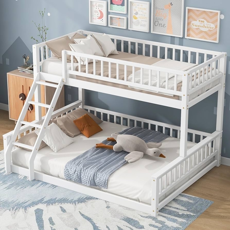 Minimalist Twin XL over Queen Floor Bunk Bed Frame