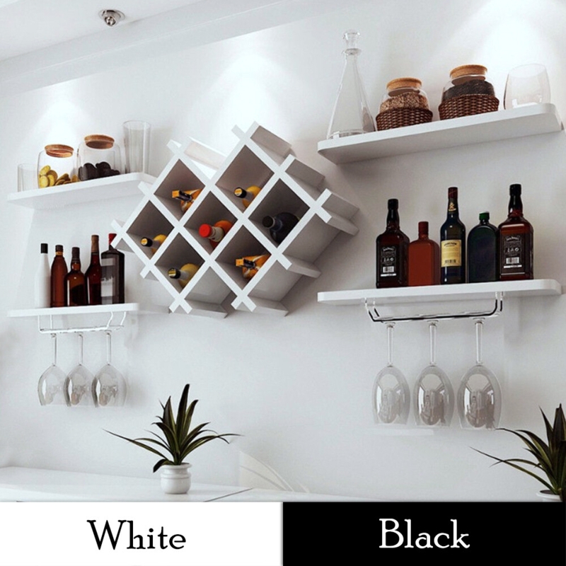 Minimalist White Wine Rack with Stemware Holder and Bottle Shelf